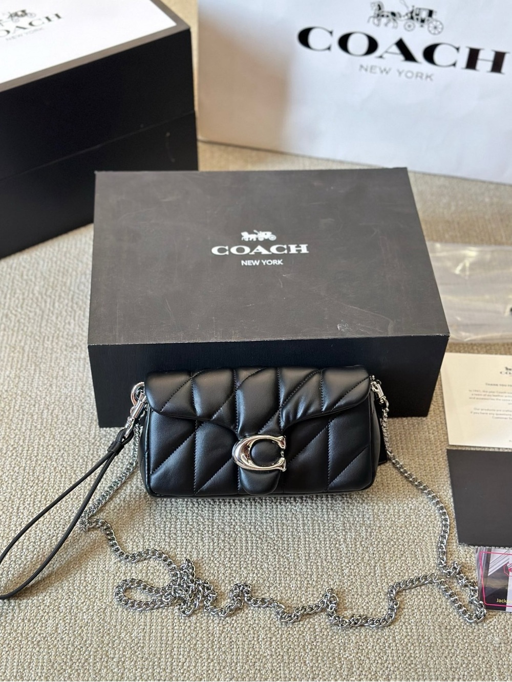 Coach Black Quilted Leather Crossbody with Silver Hardware